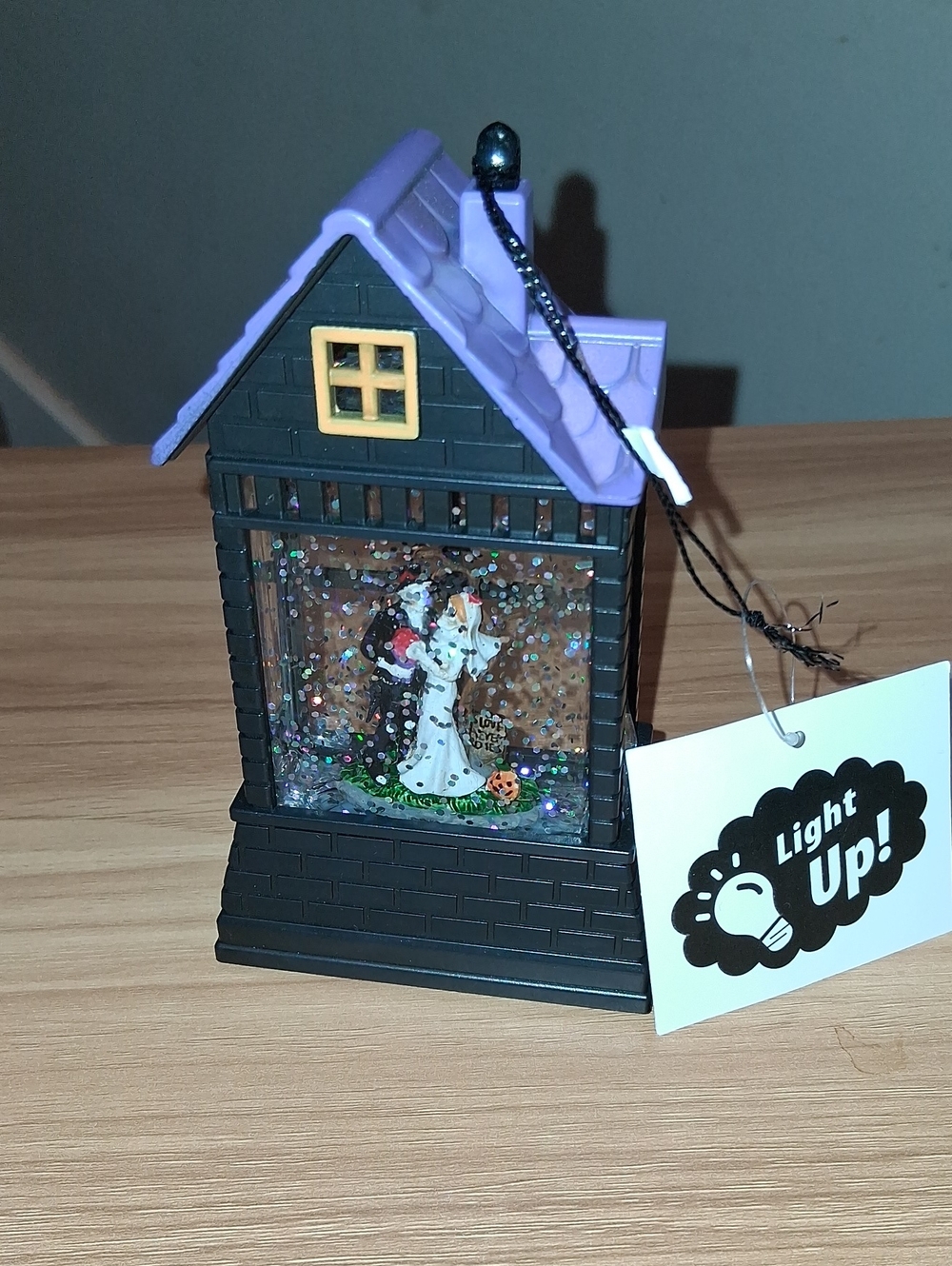 Light Up Halloween Couple Snow Globe Ornament - Purple Roof